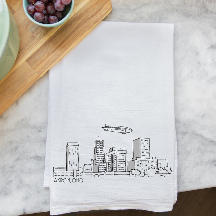 Akron, Ohio Skyline Tea Towel