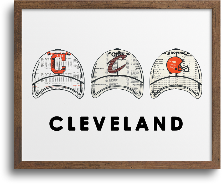 Cleveland Sport Team Hats Prints | Notecards
