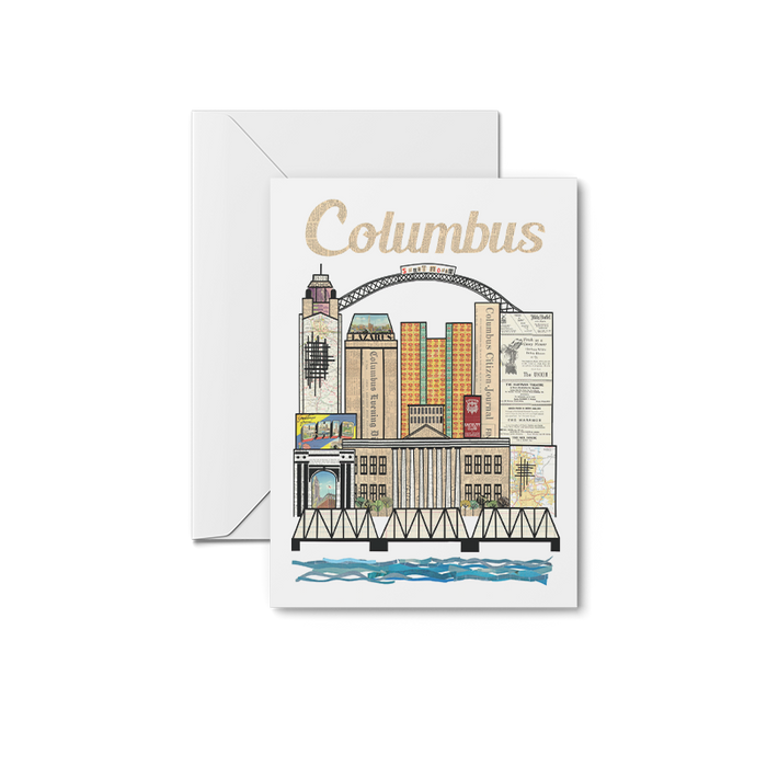 Columbus Vertical Skyline Art Print | Notecards