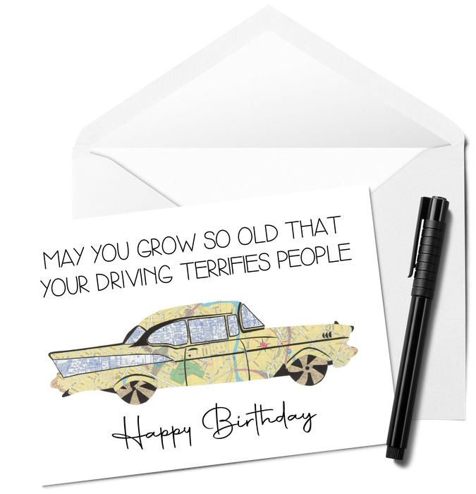 old cards with cars and monsters driving May You Grow So Old That Your Driving Terrifies People