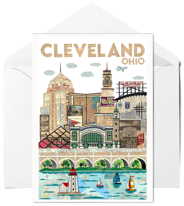 Cleveland Sailboat Skyline Art Print | Notecards