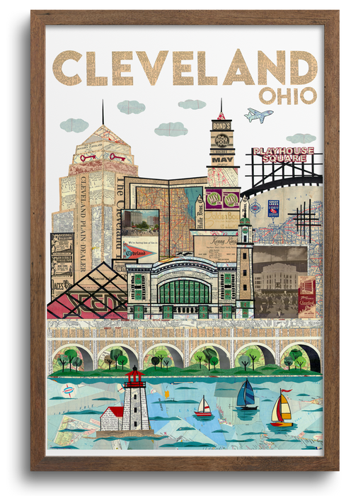 Cleveland Sailboat Skyline Art Print | Notecards