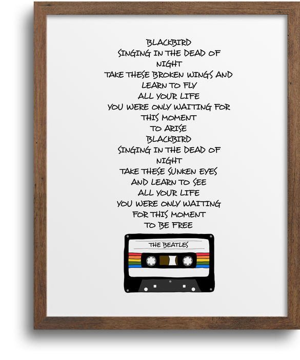 Blackbird Lyrics - Beatles Art Print