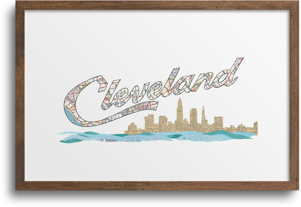 Cleveland Script Skyline Prints | Notecards