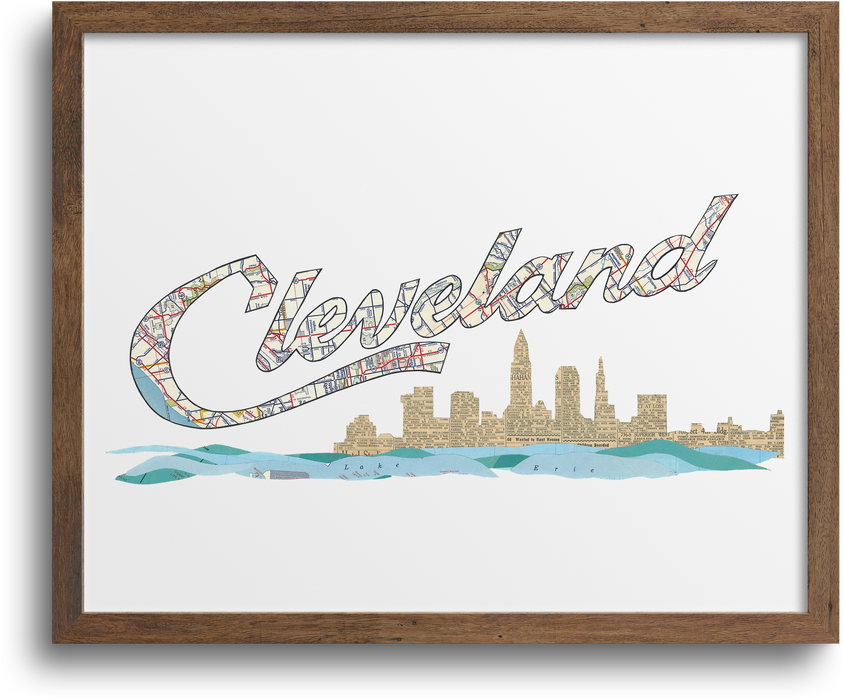 Cleveland Script Skyline Prints | Notecards