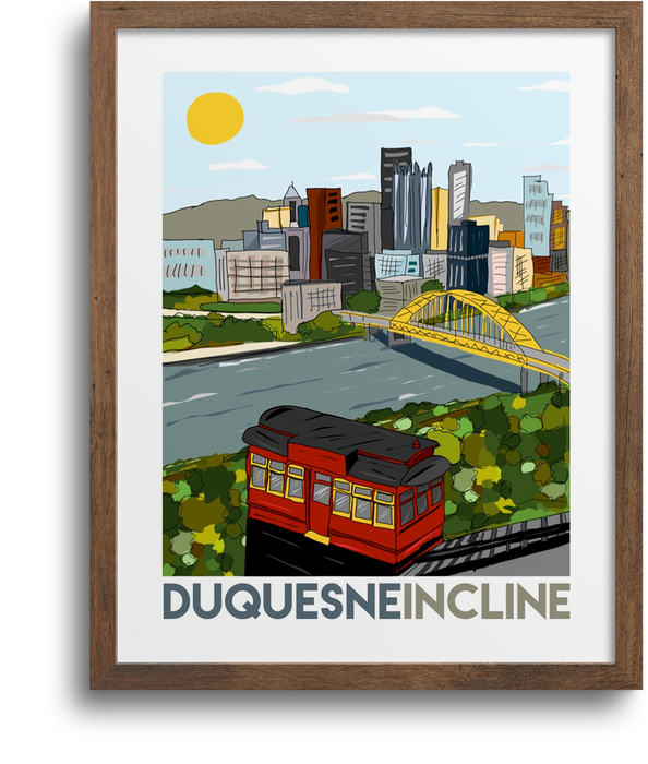 Pittsburgh Skyline Duquesne Incline Art Print | Notecards