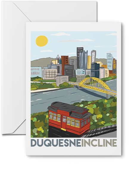 Pittsburgh Skyline Duquesne Incline Art Print | Notecards