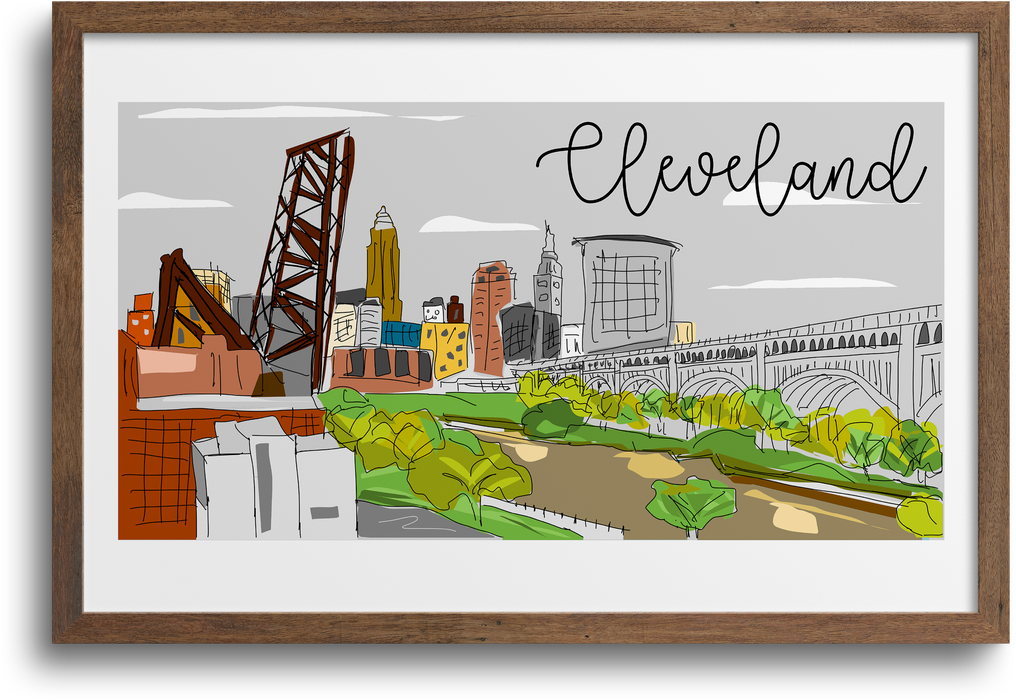 Cleveland Skyline Illustration Print