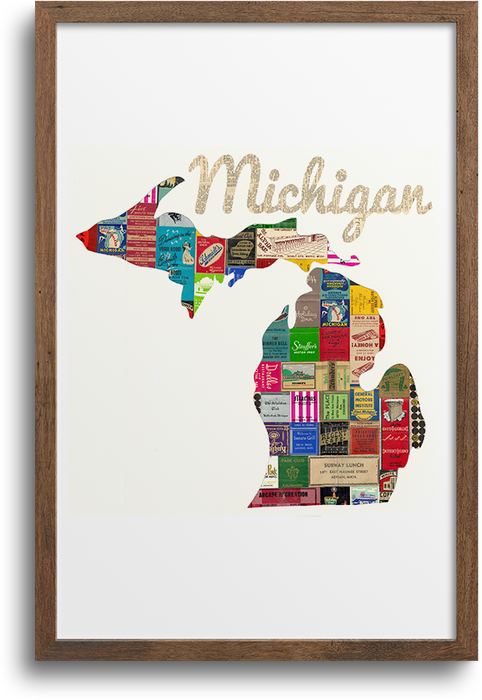 Michigan Pdf Frame Michigan Map Prints | Notecards– Paper Cutz Vintage