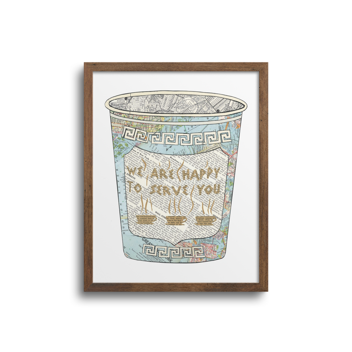 NY Coffee Cup "We Are Happy To Serve You" Art Print