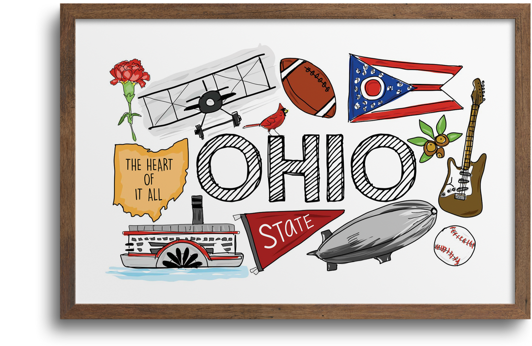 Ohio Icons Illustration Art Print | Notecards