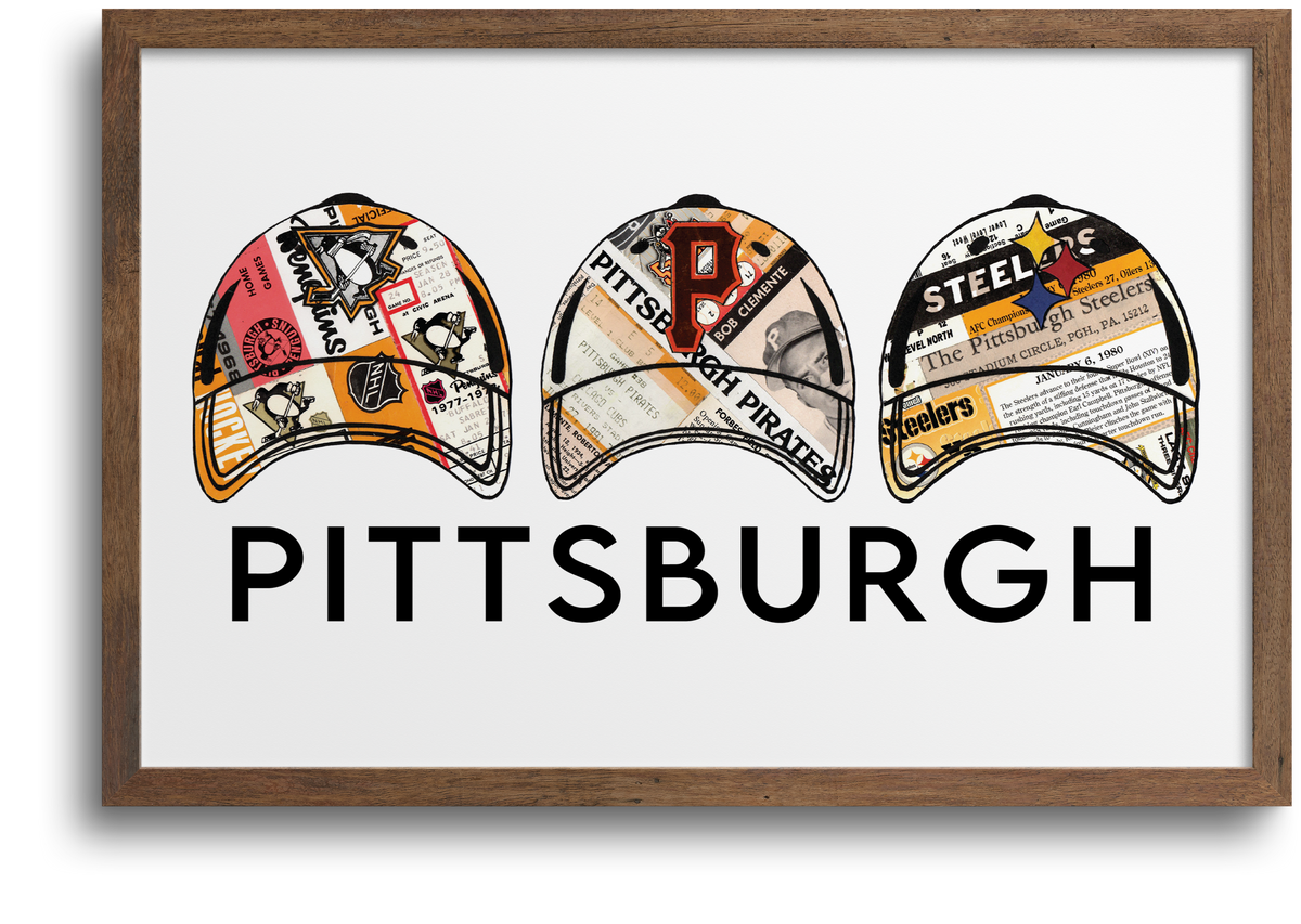Pittsburgh Sport Team Hats Poster - Steelers, Pirates & Pens– Paper ...