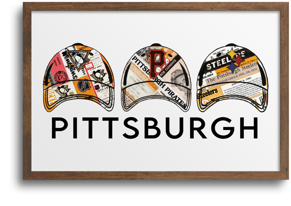Pittsburgh Sport Team Hats Poster - Steelers, Pirates & Pens