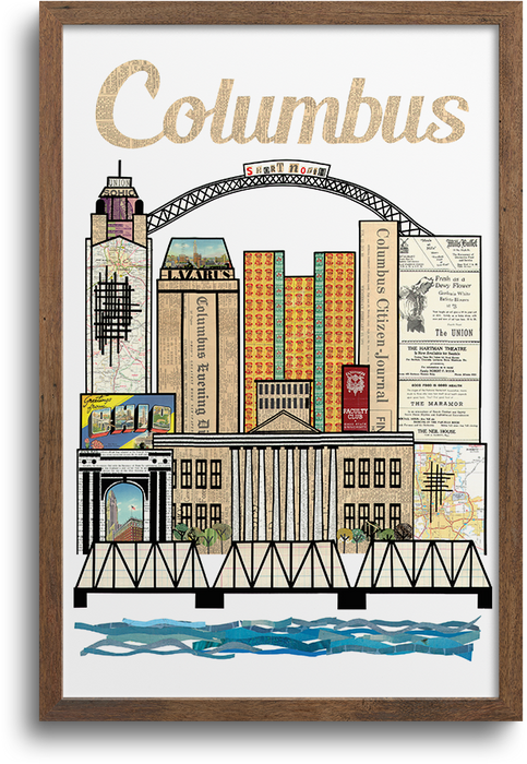 Columbus Vertical Skyline Art Print | Notecards