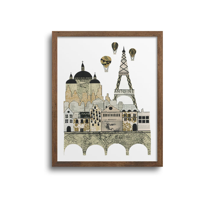 Paris Skyline Eiffel Tower Art Print | Notecards - Paris Poster, Paris Cards, Paris Wall Art, Eiffel Tower Print, Eiffel Tower Cards